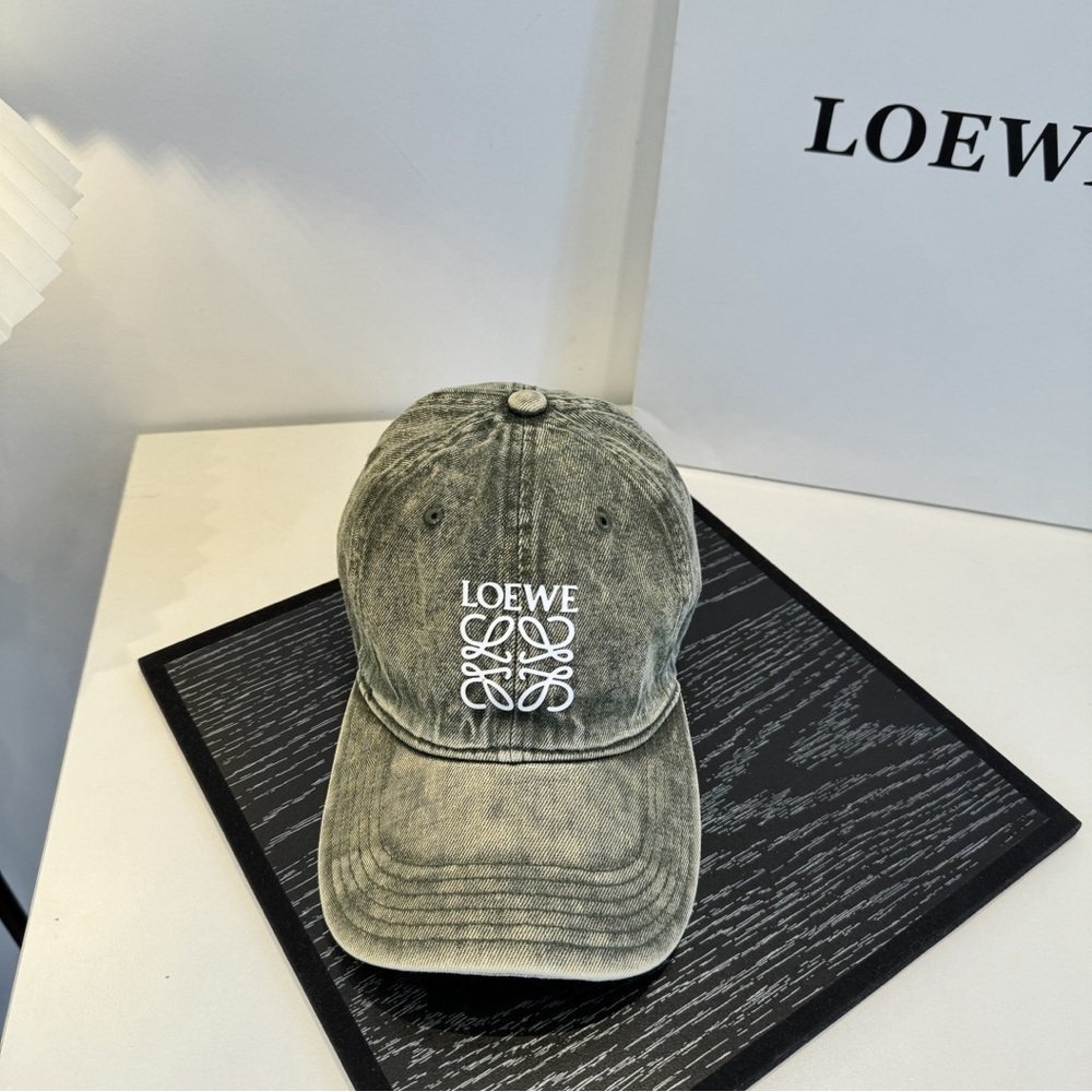 Loewe washed distressed denim baseball cap, unisex.